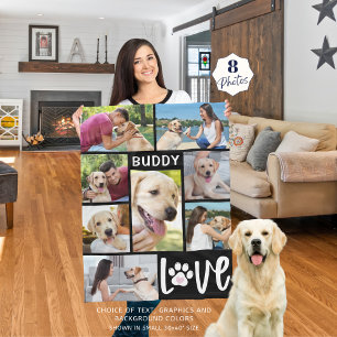 Dog-LIEBE 8 Fotocollage Paw Print Custom Fleecedecke