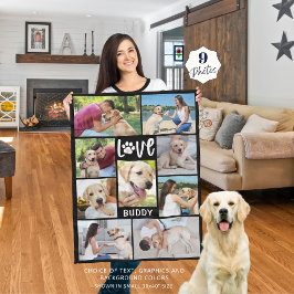 Dog LIEBE PW Print 9 FotoCollage Custom Fleecedecke