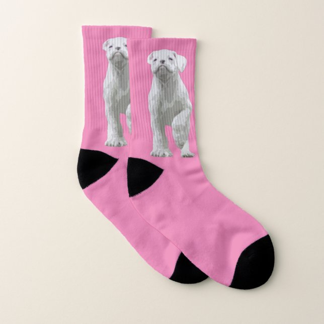 Dog Liebhaber Geschenke - Fun White Boxer Dog Socken (Paar)