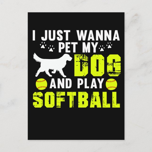 Dog Liebhaber Softball Player Postkarte (Vorderseite)