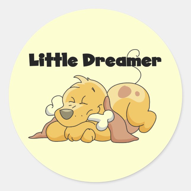 Dog Little Dreamer T - Shirt und Geschenke Runder Aufkleber (Vorderseite)