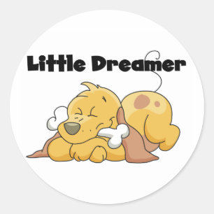 Dog Little Dreamer T - Shirt und Geschenke Runder Aufkleber