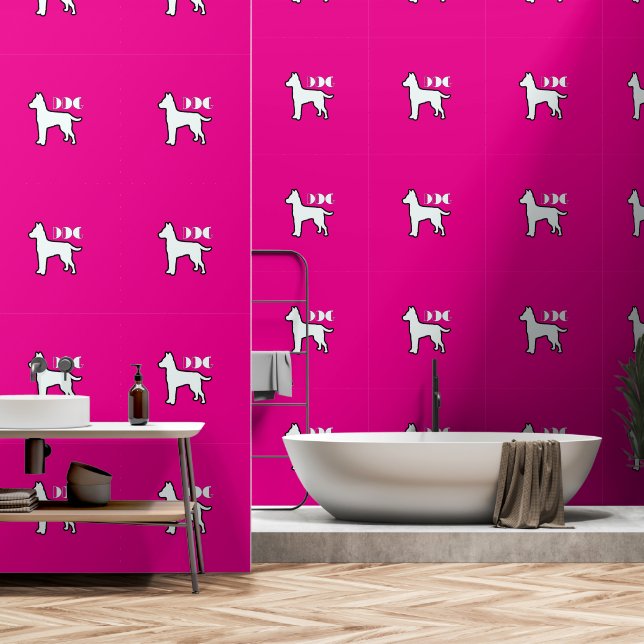 DOG Logo Hot Pink White Dog Pet Tapete (Badezimmer)