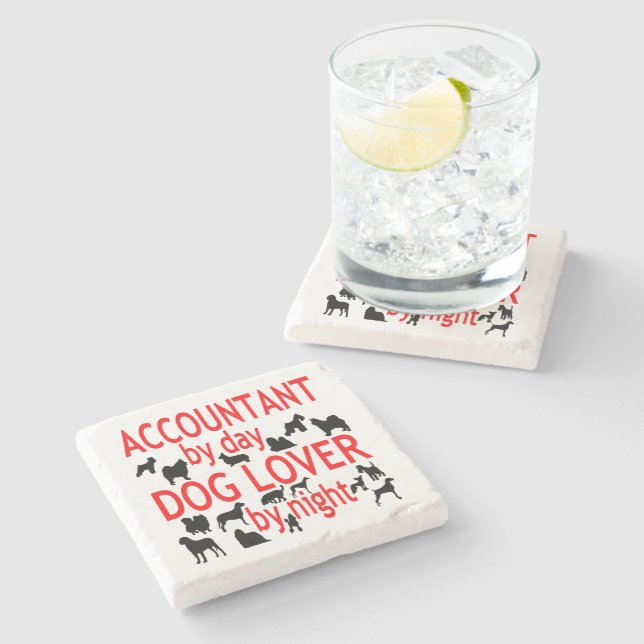 Dog Lover Accountant in Red Steinuntersetzer (Seitenansicht)