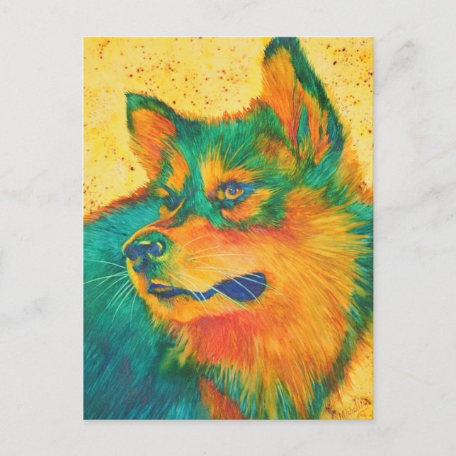 Dog Lover Alaskan Malamute farbenfrohe Postkarten (Vorderseite)