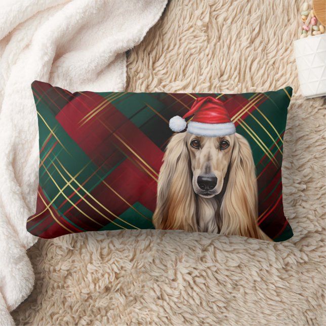 Dog Lover Christmas Afghan Hound Holiday Plaid Lendenkissen (Decke)