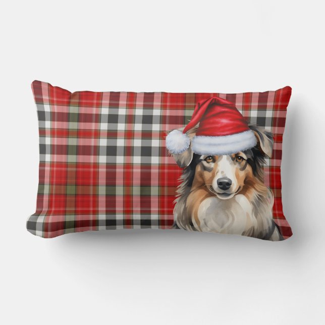 Dog Lover Christmas Australian Shepherd Red Karier Lendenkissen (Vorderseite)
