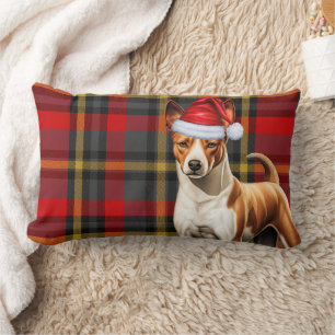 Dog Lover Christmas Basenji Red Kariert Lendenkissen
