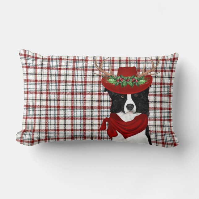 Dog Lover Christmas Border Collie Western Kariert Lendenkissen (Vorderseite)