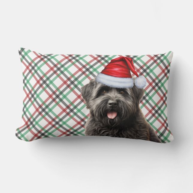 Dog Lover Christmas Bouvier Dog und Holiday Karier Lendenkissen (Vorderseite)
