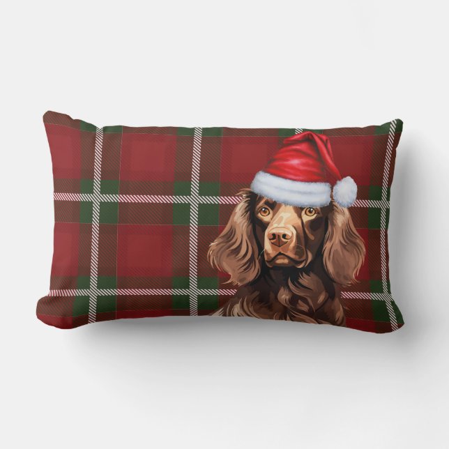 Dog Lover Christmas Boykin Spaniel Holiday Kariert Lendenkissen (Vorderseite)