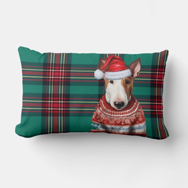 Dog Lover Christmas Bull Terrier Holiday Kariert Lendenkissen (Vorderseite)