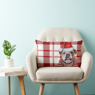 Dog Lover Christmas Bulldog Red Holiday Kariert Lendenkissen
