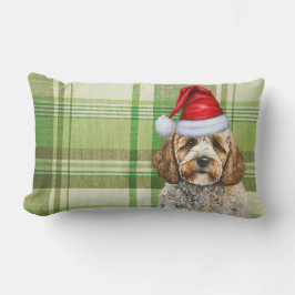 Dog Lover Christmas Cockapoo Green Holiday Kariert Lendenkissen