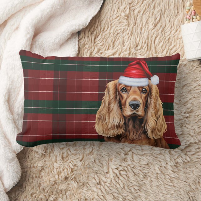 Dog Lover Christmas Cocker Spaniel Holiday Plaid Lendenkissen (Decke)