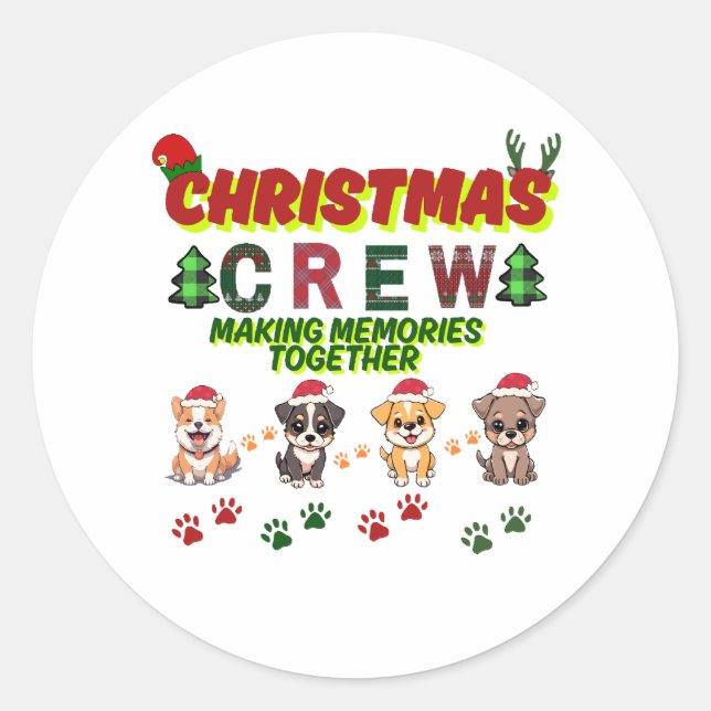 Dog Lover Christmas Family-Christmas crew dogs  Runder Aufkleber (Vorderseite)