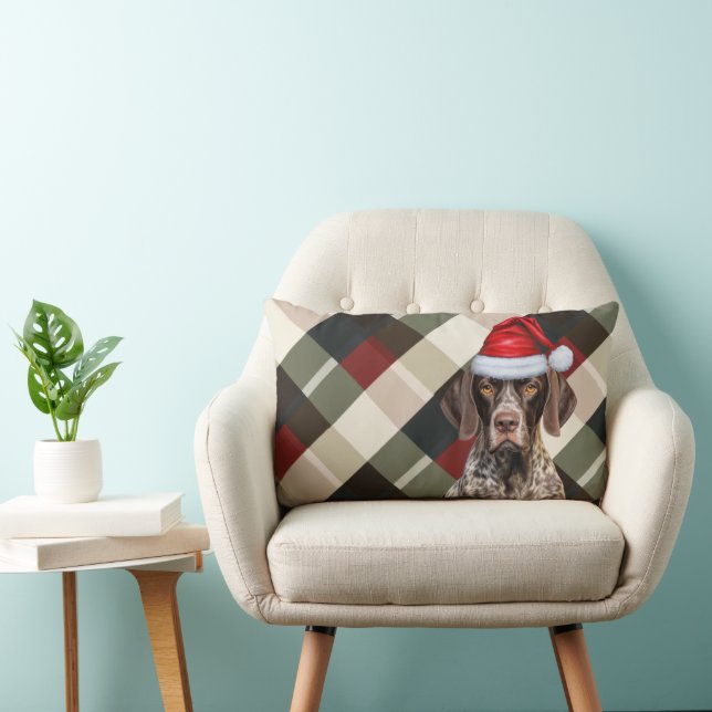 Dog Lover Christmas GSP Pointer Holiday Kariert Lendenkissen (Stuhl )