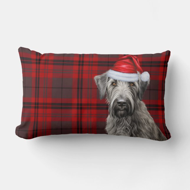 Dog Lover Christmas Wolfhound Red Holiday Plaid Lendenkissen (Vorderseite)