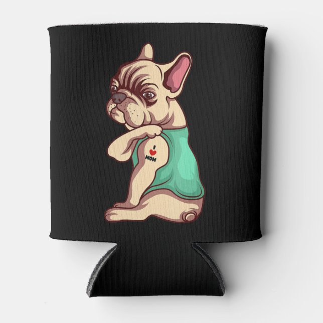 Dog Lover Cool French | Bulldog I Love Mom Tattoo Dosenkühler (Vorderseite)