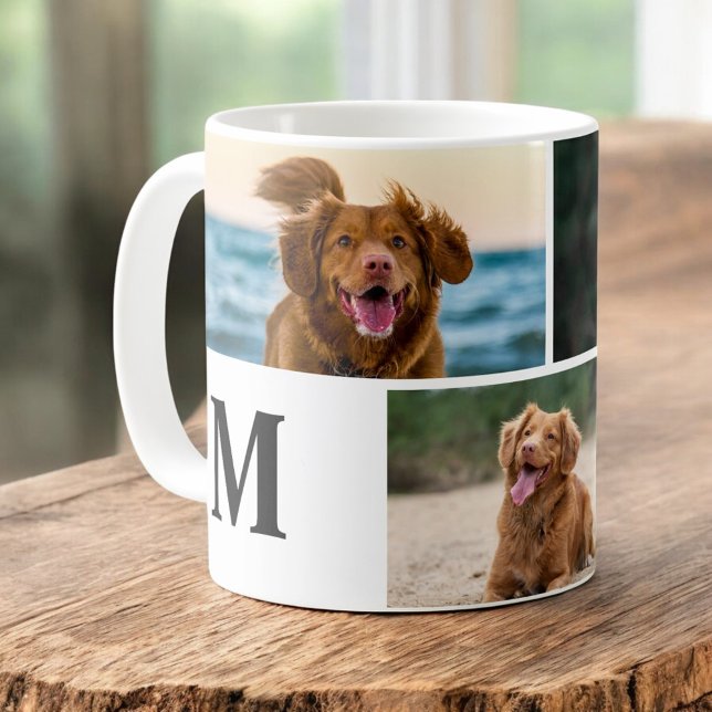 Dog Lover Custom Foto Collage Pet Monogramm Kaffeetasse (Von Creator hochgeladen)