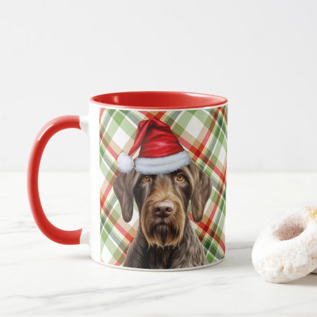 Dog Lover Drahthaarterrier Pointer Holiday Red Kar Tasse (Mit Donut)