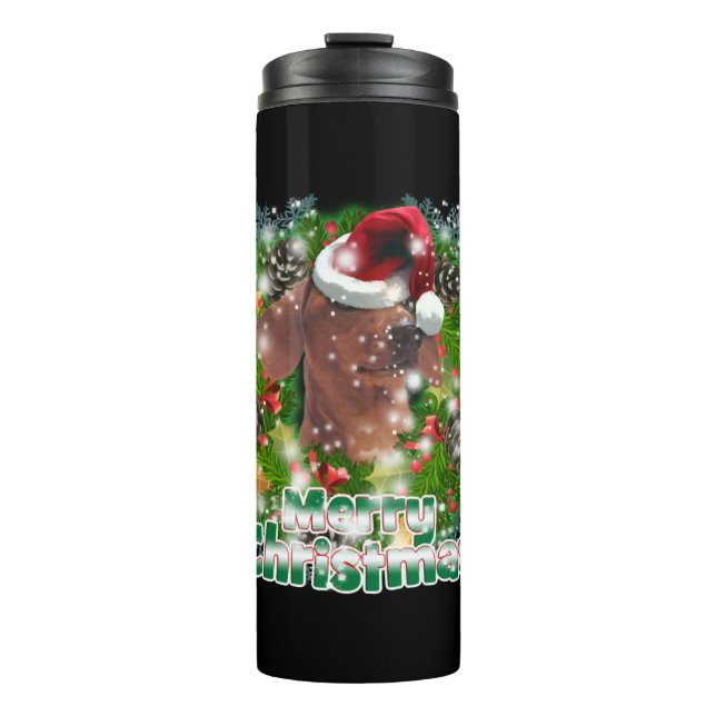 Dog Lover Frohe Weihnachtsfeier Dackel Thermosbecher (Vorderseite)