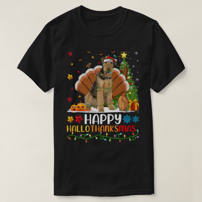 Dog Lover Funny Happy Airedale Terrier Dog HelloTh T-Shirt (Design vorne)