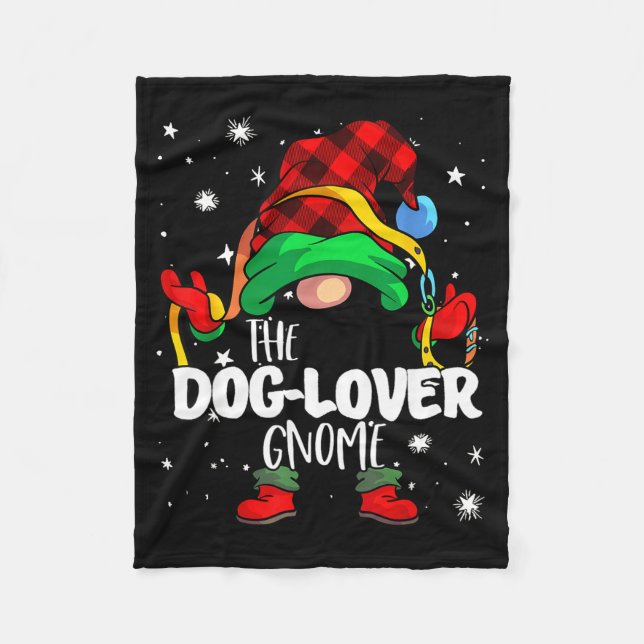 Dog Lover Gnome Red Buffalo Plaid Matching Family  Fleecedecke (Vorderseite)