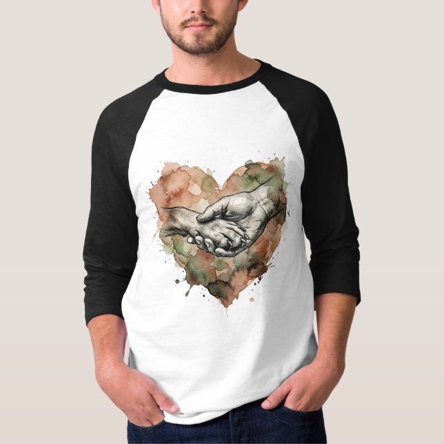 Dog Lover Human Animal Bond Watercolor Heart T-Shirt (Vorderseite)
