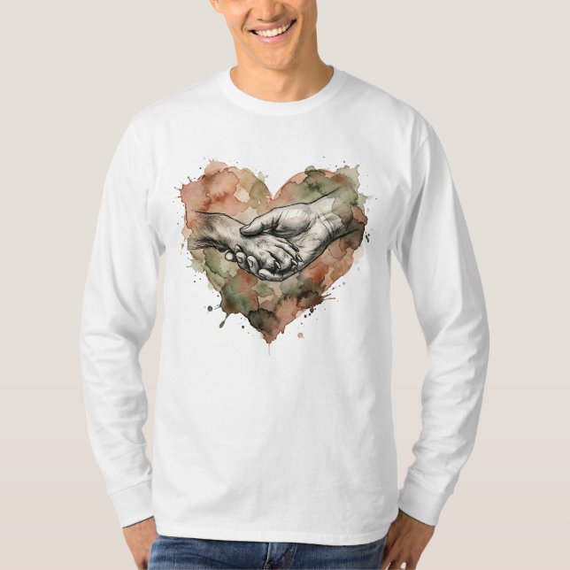 Dog Lover Human Animal Bond Watercolor Heart T-Shirt (Vorderseite)