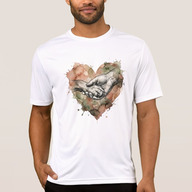 Dog Lover Human Animal Bond Watercolor Heart T-Shirt (Vorderseite)
