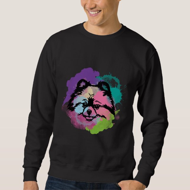 Dog Lover I Splash Art Spitz Sweatshirt (Vorderseite)