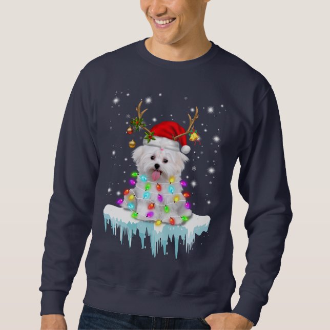 Dog Lover [maltese Christmas Fairy Light In Winter Sweatshirt (Vorderseite)