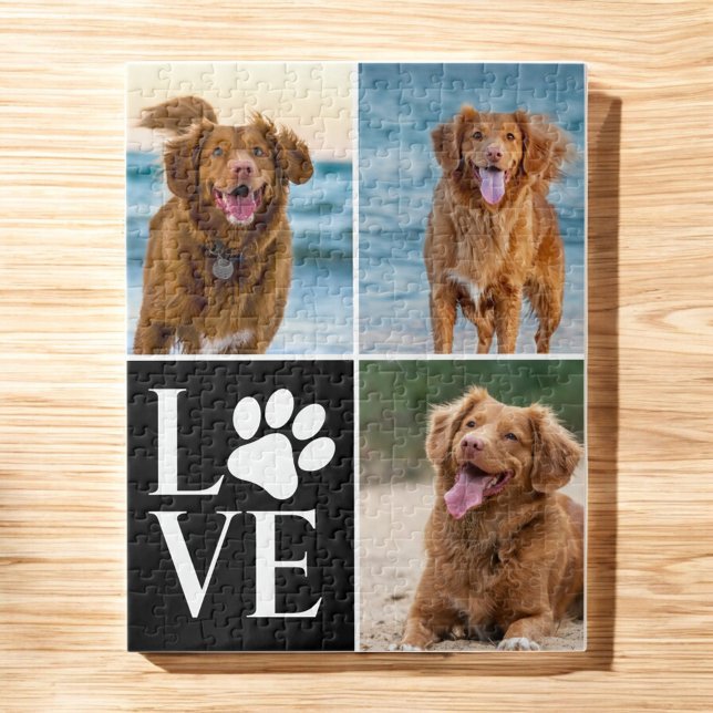 Dog Lover Name Photo Collage Custom Love Pet Puzzle (Von Creator hochgeladen)