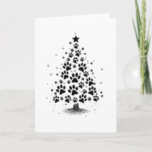 Dog Lover Paw Print Weihnachtsbaum Dankeskarte