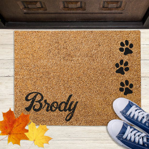 Dog Lover Personalisiert Paw druckt Monogrammname Fußmatte