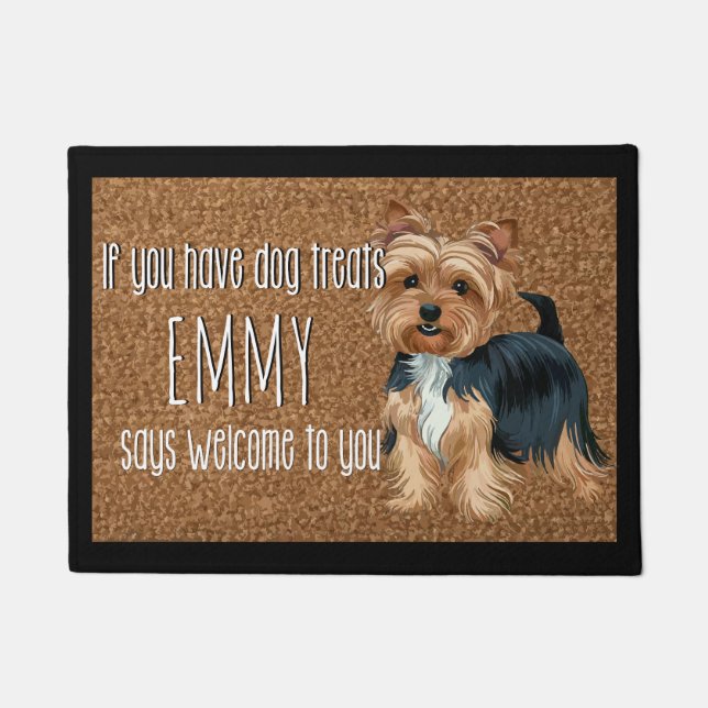 Dog Lover Personalisiert Yorkshire Terrier Name Fußmatte (Vorderseite)