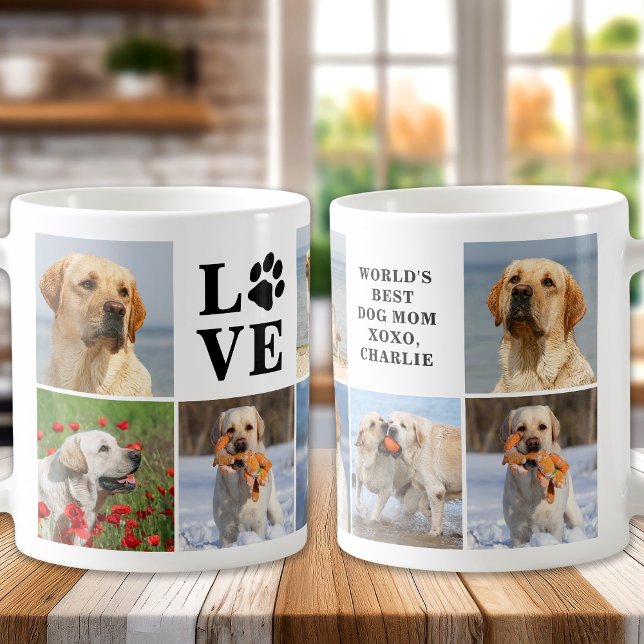 Dog Lover Personalisierte LIEBE Paw 8 FotoCollage Kaffeetasse (Von Creator hochgeladen)