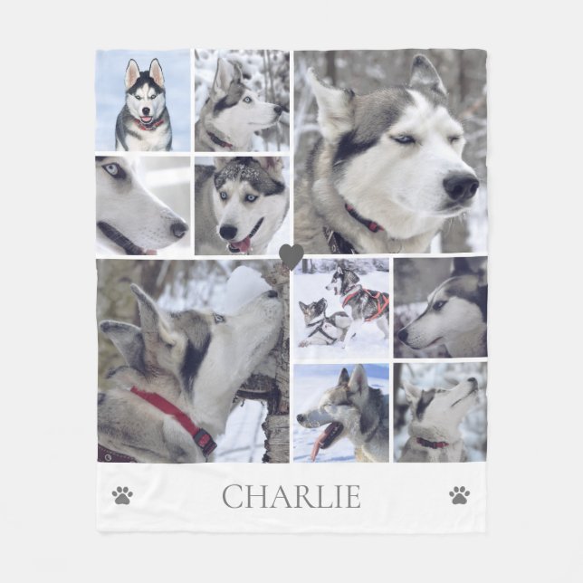 Dog Lover Pet Photo Collage Fleecedecke (Vorderseite)