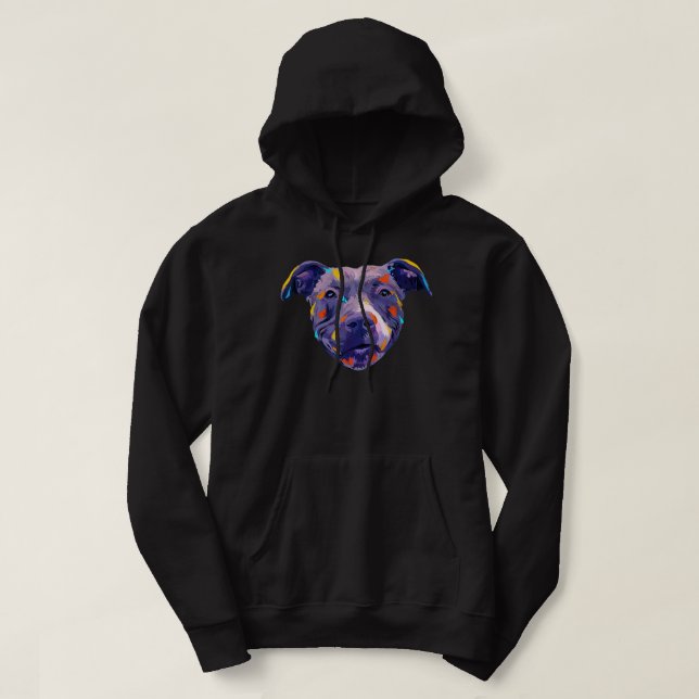 Dog Lover Pitbull Wasserfarbe Hoodie (Design vorne)