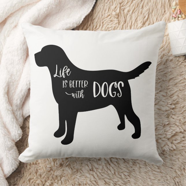 Dog Lover Quote Black and White Kissen (Decke)