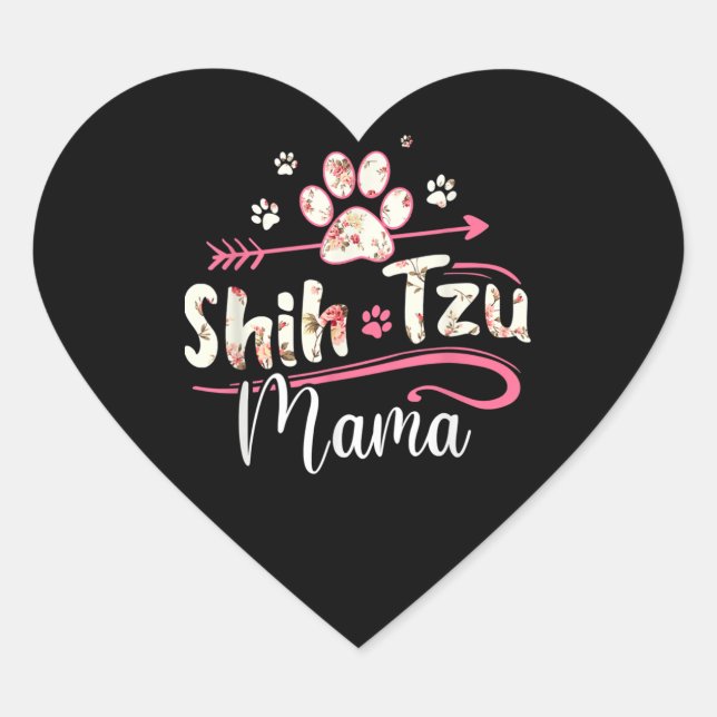 Dog Lover Shih Tzu Mama Herz-Aufkleber (Vorderseite)