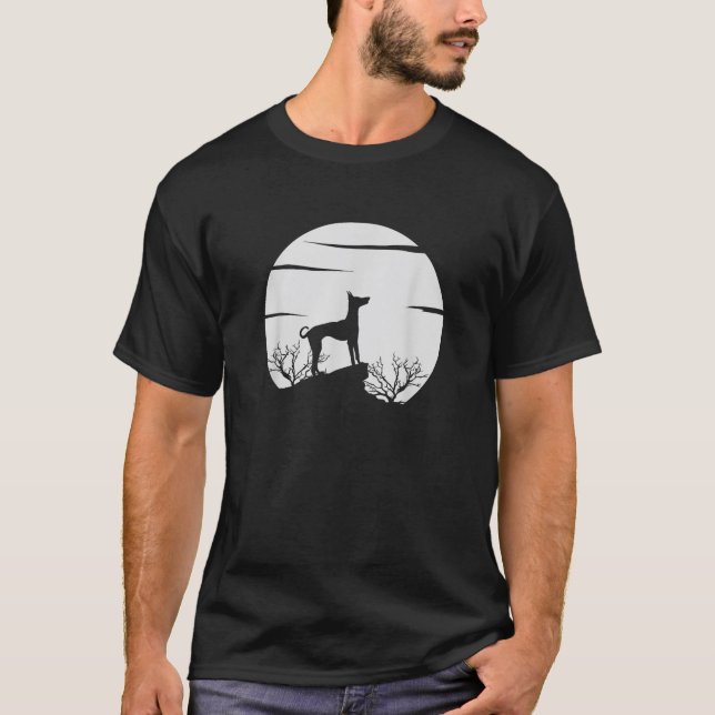 Dog Lover Silhouette with Scenic Moon and Nature S T-Shirt (Vorderseite)