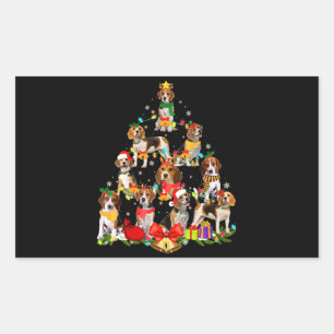 Dog Lover spendet Beagle Tree Weihnachtslicht Rechteckiger Aufkleber