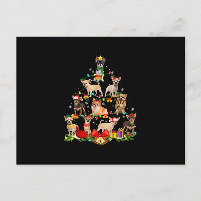 Dog Lover spendet Chihuahua Tree Weihnachtslicht Postkarte (Vorderseite)