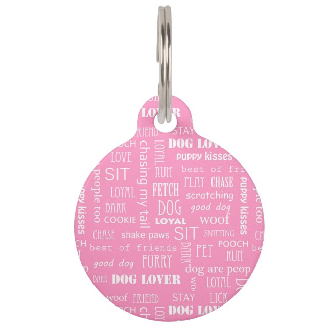 Dog Lover Typografie Haustiermarke (Vorderseite)