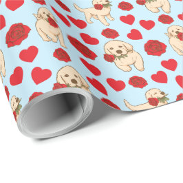 Dog Lover Valentine Gift Wrapping Paper - Blue Geschenkpapier