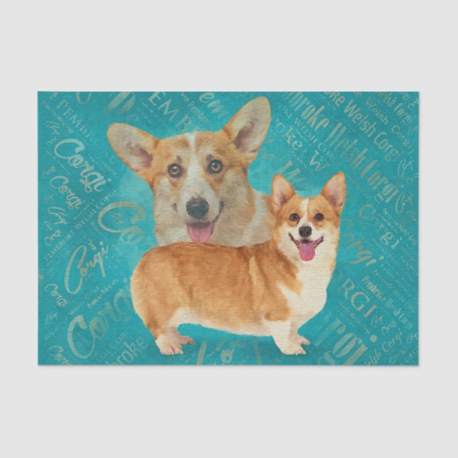 Dog Lover Welsh Corgi Dog Art Seidenpapier (Vorderseite)