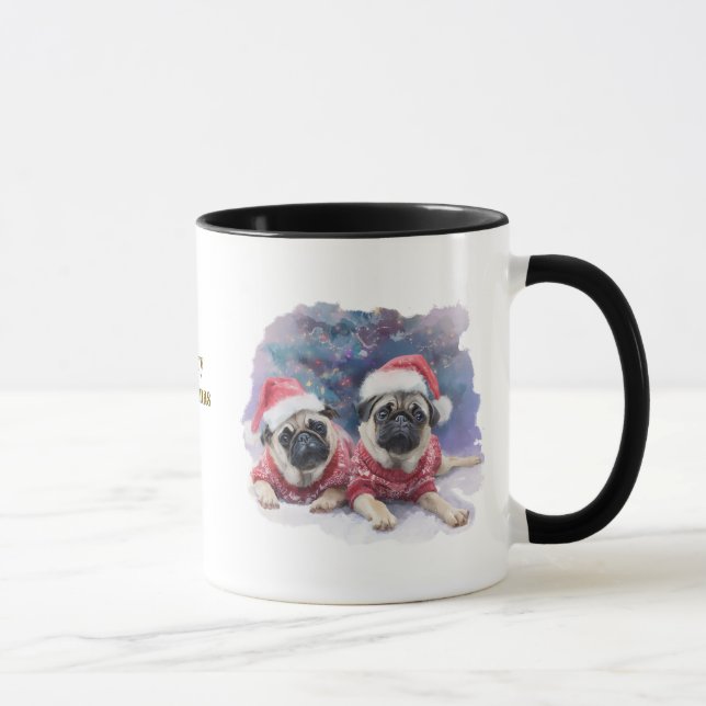 Dog Lovers Christmas Coffee Mug/Pug Tasse (Rechts)