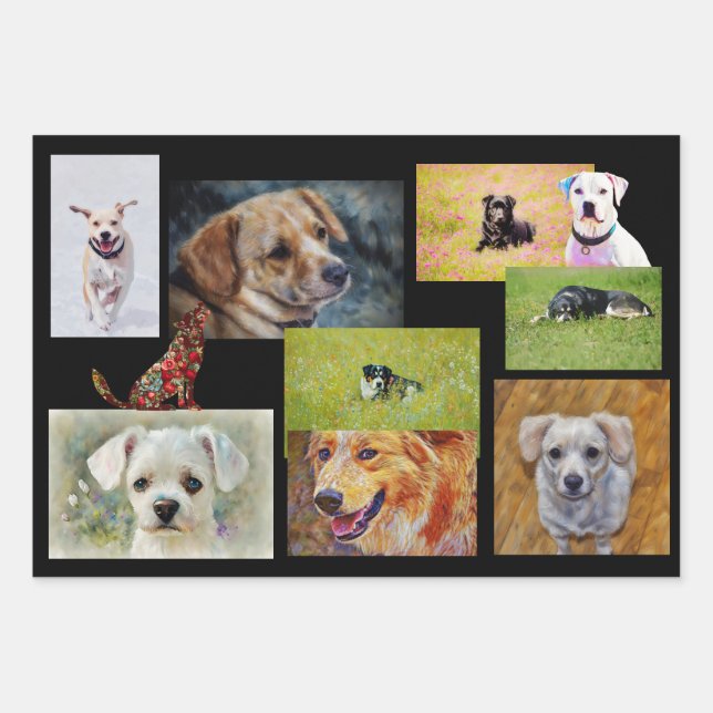 Dog Lovers Dogs Art Wrapping Craft Paper Personal Geschenkpapier Set (Vorderseite)